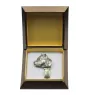 American Staffordshire Terrier, Amstaff I - brooch with a clip, holder for a start number, silver-plated dog show pin from the Art-Dog brand