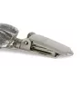 American Staffordshire Terrier, Amstaff I - brooch with a clip, holder for a start number, silver-plated dog show pin from the Art-Dog brand