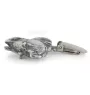 American Staffordshire Terrier, Amstaff I - brooch with a clip, holder for a start number, silver-plated dog show pin from the Art-Dog brand