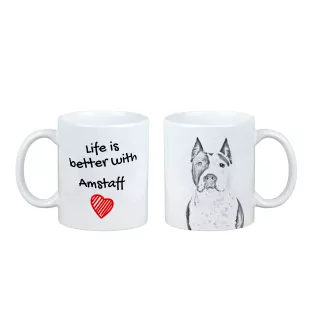 American Staffordshire Terrier, Amstaff - Tasse mit Hund, Tasse mit Bild, personalisiertes Geschenk der Marke Art-Dog