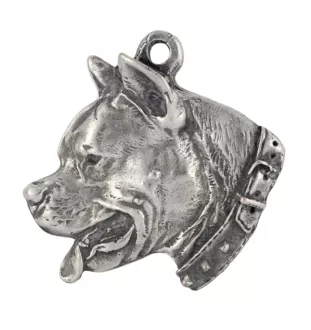 American Staffordshire Terrier, Amstaff I - Silver-plated key ring with dog, handbag decoration, backpack pendant by Art-Dog brand