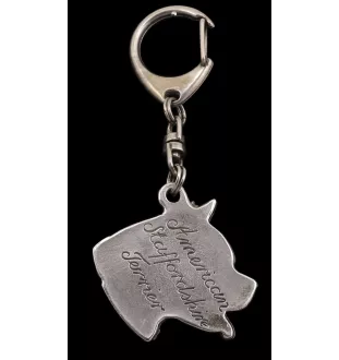 American Staffordshire Terrier, Amstaff I - Silver-plated key ring with dog, handbag decoration, backpack pendant by Art-Dog brand