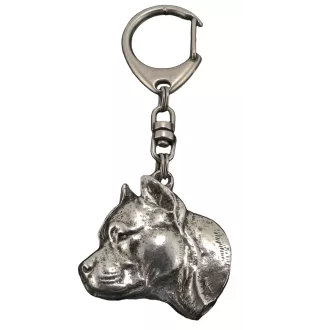 American Staffordshire Terrier, Amstaff II - Versilberter Schlüsselanhänger mit Hund, Handtaschen-Dekoration, Rucksack-Anhänger der Marke Art-Dog