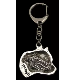 American Staffordshire Terrier, Amstaff, Am staff, Staff II - Porte-clés argenté avec chien, décoration de sac à main, pendentif de sac à dos par la marque Art-Dog