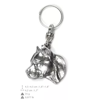 American Staffordshire Terrier, Amstaff II - Versilberte Hund Anhänger, Handtasche Dekoration, Rucksack-Anhänger von Art-Dog Marke