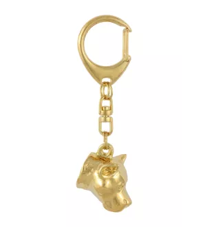 American Staffordshire Terrier, Amstaff - Gilded key ring with dog, handbag decoration, luxury accessory by Art-Dog brand