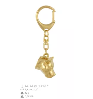 American Staffordshire Terrier, Amstaff - Vergoldeter Schlüsselanhänger mit Hund, Handtaschenschmuck, Luxus-Accessoire der Marke Art-Dog