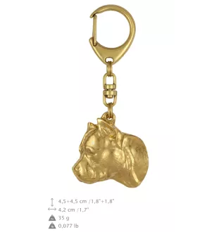 American Staffordshire Terrier, Amstaff, Am staff, Staff II - Porte-clés doré avec chien, décoration de sac à main, accessoire de luxe de la marque Art-Dog