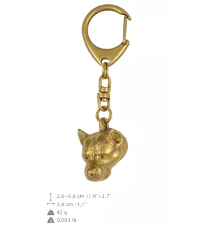 American Staffordshire Terrier, Amstaff, Am staff, Staff - Porte-clés doré avec chien dans boîte cadeau, décoration de sac à main, accessoire de luxe de la marque Art-Dog