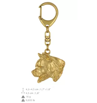 American Staffordshire Terrier, Amstaff I - Gilded key ring with dog in gift box, handbag decoration, luxury accessory by Art-Dog brand