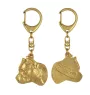 American Staffordshire Terrier, Amstaff, Am staff, Staff II - Porte-clés doré avec chien dans boîte cadeau, décoration de sac à main, accessoire de luxe de la marque Art-Dog