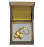 American Staffordshire Terrier, Amstaff II - Gilded key ring with dog in gift box, handbag decoration, luxury accessory by Art-Dog brand