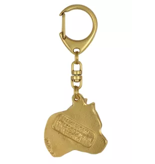 American Staffordshire Terrier, Amstaff II - Vergoldeter Schlüsselanhänger mit Hund in Geschenkbox, Handtaschen-Dekoration, Luxus-Accessoire der Marke Art-Dog