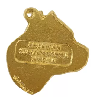 American Staffordshire Terrier, Amstaff, Am staff, Staff II - Porte-clés doré avec chien dans boîte cadeau, décoration de sac à main, accessoire de luxe de la marque Art-Dog