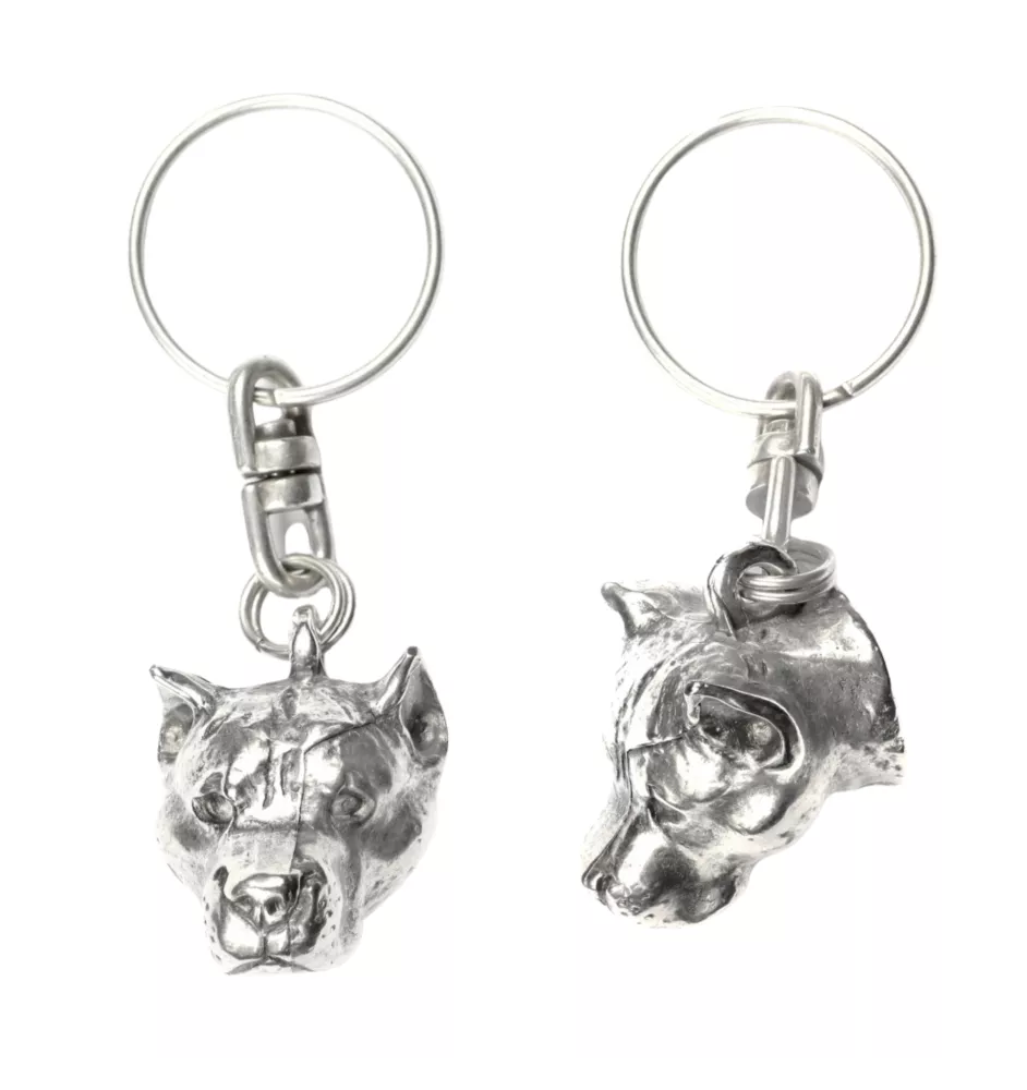 American Staffordshire Terrier, Amstaff - Silver-plated pendant with a dog in a decorative box, handbag decoration, backpack pendant by Art-Dog brand