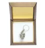 American Staffordshire Terrier, Amstaff - Silver-plated pendant with a dog in a decorative box, handbag decoration, backpack pendant by Art-Dog brand
