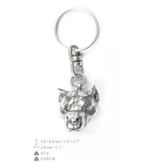 American Staffordshire Terrier, Amstaff - Silver-plated pendant with a dog in a decorative box, handbag decoration, backpack pendant by Art-Dog brand