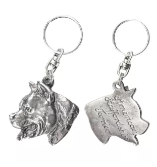 American Staffordshire Terrier, Amstaff, Am staff, Staff I - Pendentif argenté avec un chien dans une boîte décorative, décoration de sac à main, pendentif de sac à dos par la marque Art-Dog