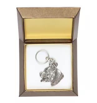 American Staffordshire Terrier, Amstaff, Am staff, Staff I - Pendentif argenté avec un chien dans une boîte décorative, décoration de sac à main, pendentif de sac à dos par la marque Art-Dog