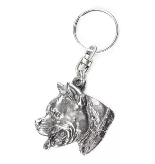 American Staffordshire Terrier, Amstaff I - Versilberter Anhänger mit einem Hund in einer dekorativen Box, Handtaschenschmuck, Rucksackanhänger der Marke Art-Dog