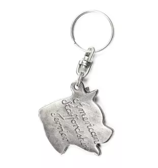 American Staffordshire Terrier, Amstaff I - Silver-plated pendant with a dog in a decorative box, handbag decoration, backpack pendant by Art-Dog brand