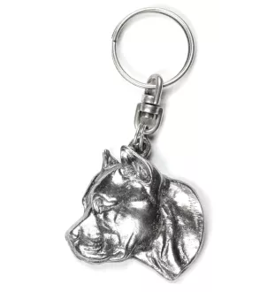 American Staffordshire Terrier, Amstaff II - Silver-plated pendant with a dog in a decorative box, handbag decoration, backpack pendant by Art-Dog brand