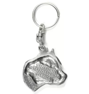 American Staffordshire Terrier, Amstaff, Am staff, Staff II - Pendentif argenté avec un chien dans une boîte décorative, décoration de sac à main, pendentif de sac à dos par la marque Art-Dog