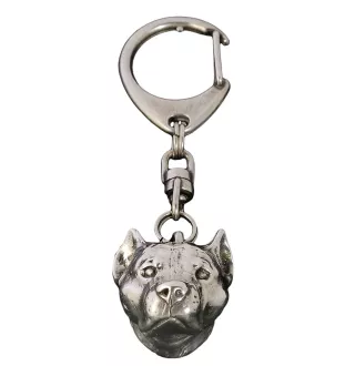 American Staffordshire Terrier, Amstaff, Am staff, Staff - Porte-clés argenté avec un chien dans une boîte cadeau, décoration de sac à main, pendentif de sac à dos par la marque Art-Dog