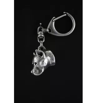 American Staffordshire Terrier, Amstaff - Versilberter Schlüsselanhänger mit Hund in einer Geschenkbox, Handtaschenschmuck, Rucksackanhänger der Marke Art-Dog