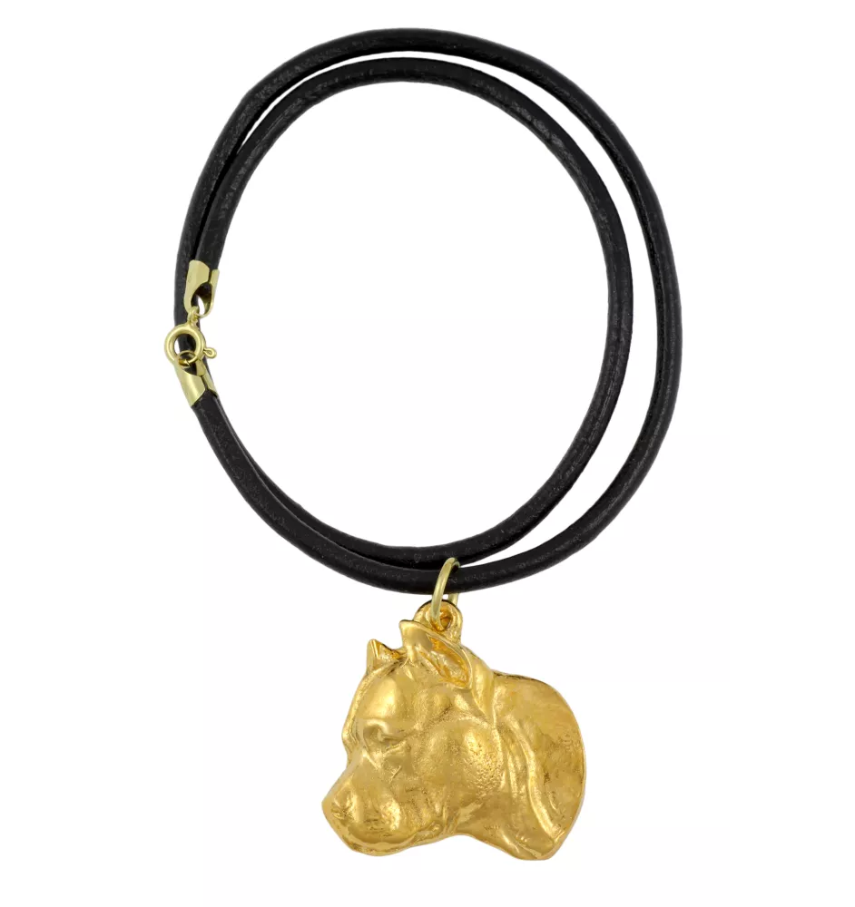American Staffordshire Terrier, Amstaff II - Hundehalsband, vergoldeter Anhänger für Hundefans, einzigartiger Schmuck der Marke Art-Dog