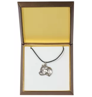 American Staffordshire Terrier, Amstaff, Am staff, Staff II - Collier de chien dans une boîte cadeau, médaillon argenté pour fan de chien, pendentif remarquable de la marque Art-Dog
