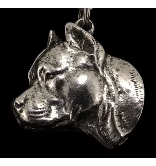 American Staffordshire Terrier, Amstaff, Am staff, Staff II - Collier de chien dans une boîte cadeau, médaillon argenté pour fan de chien, pendentif remarquable de la marque Art-Dog