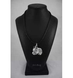 American Staffordshire Terrier, Amstaff II - Hundehalsband in Geschenkbox, versilbertes Medaillon für Hundefans, markanter Anhänger der Marke Art-Dog