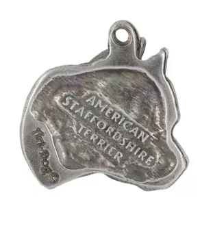 American Staffordshire Terrier, Amstaff, Am staff, Staff II - Collier de chien dans une boîte cadeau, médaillon argenté pour fan de chien, pendentif remarquable de la marque Art-Dog