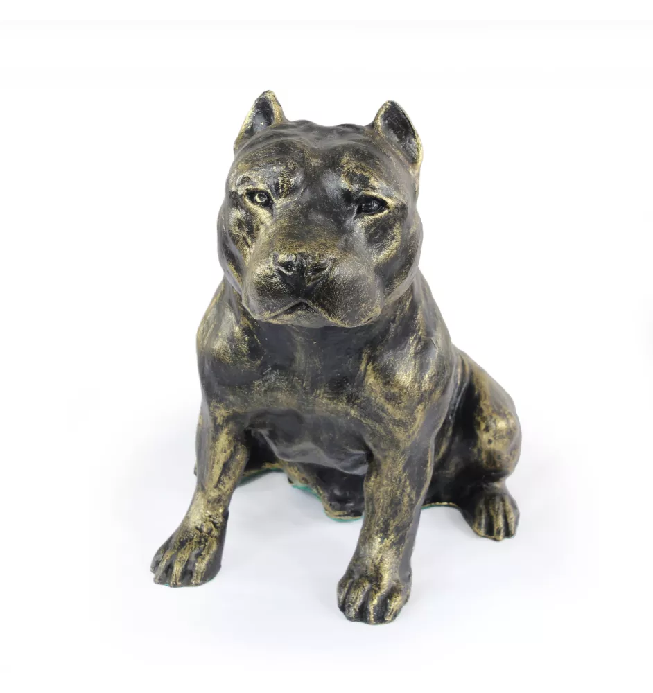 American Staffordshire Terrier, Amstaff - Hundestatue, sitzender Hund für den Schreibtisch, Dekoration für das Wohnzimmer eines Hundeliebhabers von Art-Dog