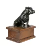 American Staffordshire Terrier, Amstaff - urn for dog ashes with a statuette, personalized wooden urn, small urn for dog ashes by Art-Dog brand