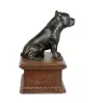 American Staffordshire Terrier, Amstaff - urn for dog ashes with a statuette, personalized wooden urn, small urn for dog ashes by Art-Dog brand