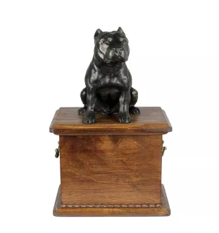 American Staffordshire Terrier, Amstaff - Hund Ascheurne, Holzurne mit Hundesilhouette, klassische Hund Ascheurne von der Marke Art-Dog