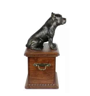 American Staffordshire Terrier, Amstaff - Hund Ascheurne, Holzurne mit Hundesilhouette, klassische Hund Ascheurne von der Marke Art-Dog