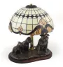 American Staffordshire Terrier, Amstaff, Am staff, Staff - lampe avec un abat-jour en vitrail, lampe de table avec une statuette de chien, décoration intérieure dans le style rétro de la marque Art-Do