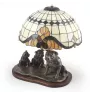 American Staffordshire Terrier, Amstaff, Am staff, Staff - lampe avec un abat-jour en vitrail, lampe de table avec une statuette de chien, décoration intérieure dans le style rétro de la marque Art-Do
