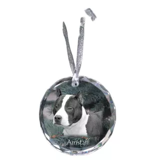 American Staffordshire Terrier, Amstaff - crystal bauble with a photo, dog photo in crystal, personalized Christmas tree ornament by Art-Dog brand