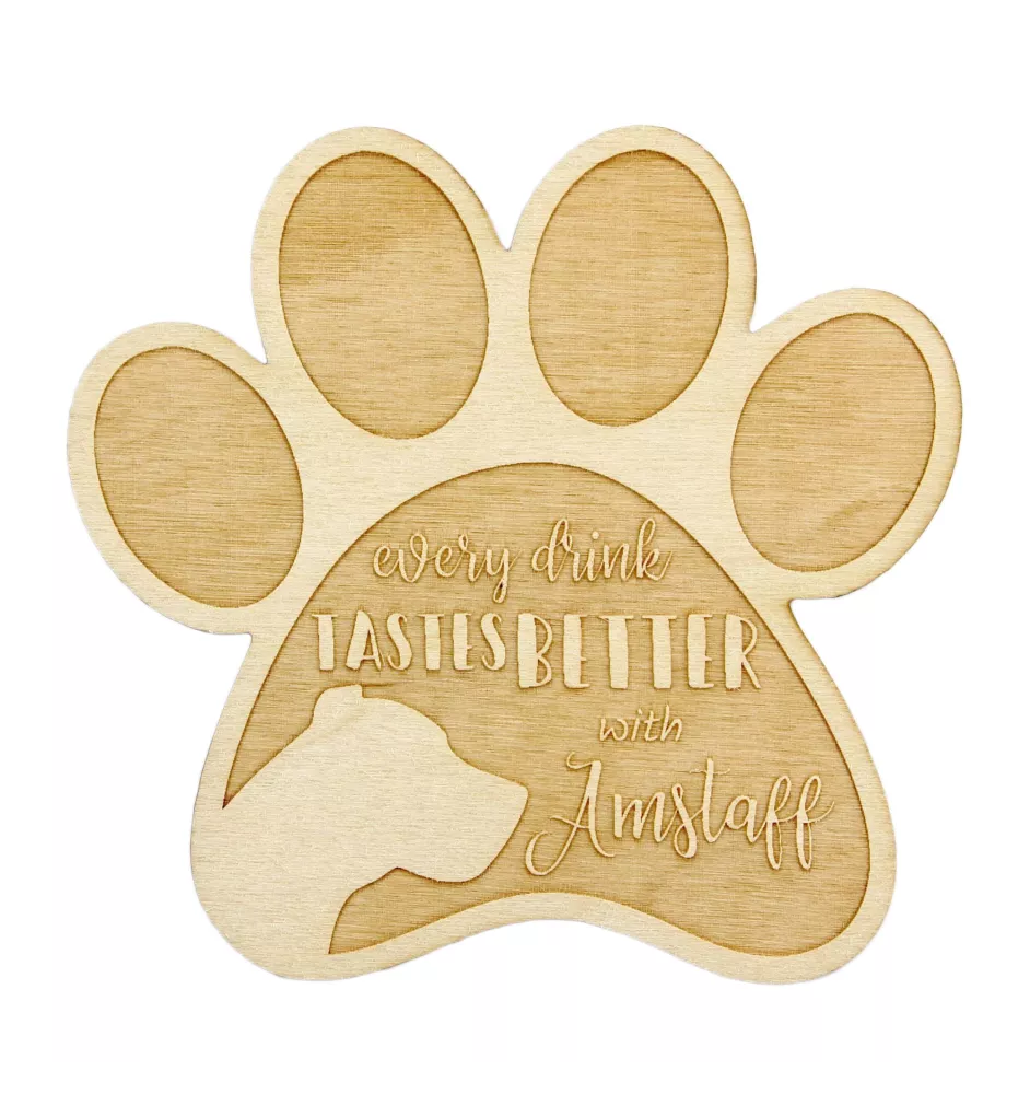 American Staffordshire Terrier, Amstaff - Mug coaster, engraved coaster with dog, gift for dog lover by Art-Dog brand