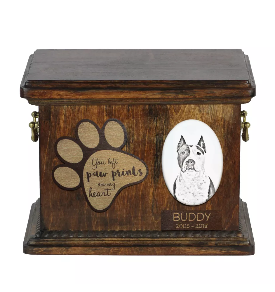 American Staffordshire Terrier, Amstaff - urn for dog ashes, personalized urn with a photo, dog photo urn by Art-Dog