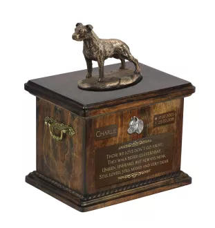 American Staffordshire Terrier, Amstaff V - urn for dog ashes, urn with a statuette, personalized urn for dog ashes by Art-Dog brand