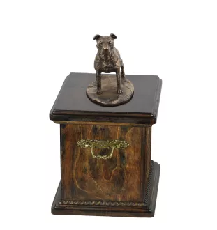 American Staffordshire Terrier, Amstaff V - urn for dog ashes, urn with a statuette, personalized urn for dog ashes by Art-Dog brand