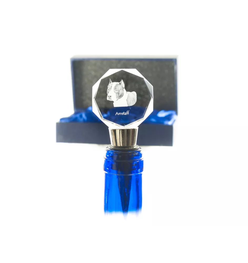 American Staffordshire Terrier, Amstaff - Bottle stopper, crystal wine stopper with photo, personalised gift for bartender by Art-Dog brand