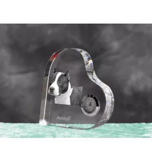 Amerykański Staffordshire terrier zegar w kształcie serca z psem Art-Dog