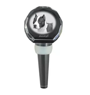 American Staffordshire Terrier, Amstaff - Crystal bottle stopper, unique wine stopper with photo, personalised gift for sommelier by Art-Dog brand