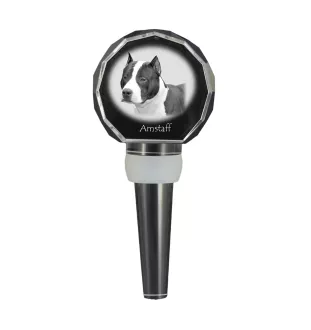 American Staffordshire Terrier, Amstaff - Crystal bottle stopper, unique wine stopper with photo, personalised gift for sommelier by Art-Dog brand